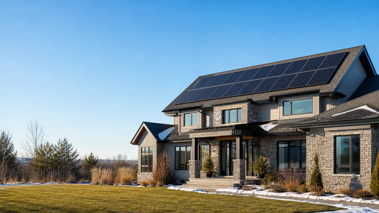 Panneaux solaires sur une maison canadienne
