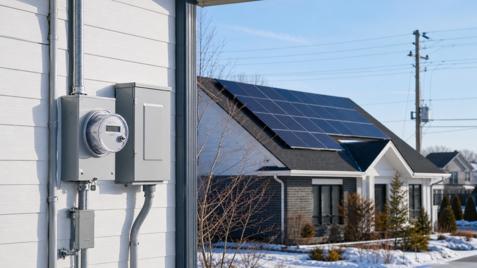 Installation solaire raccordée au réseau sur un bâtiment canadien
