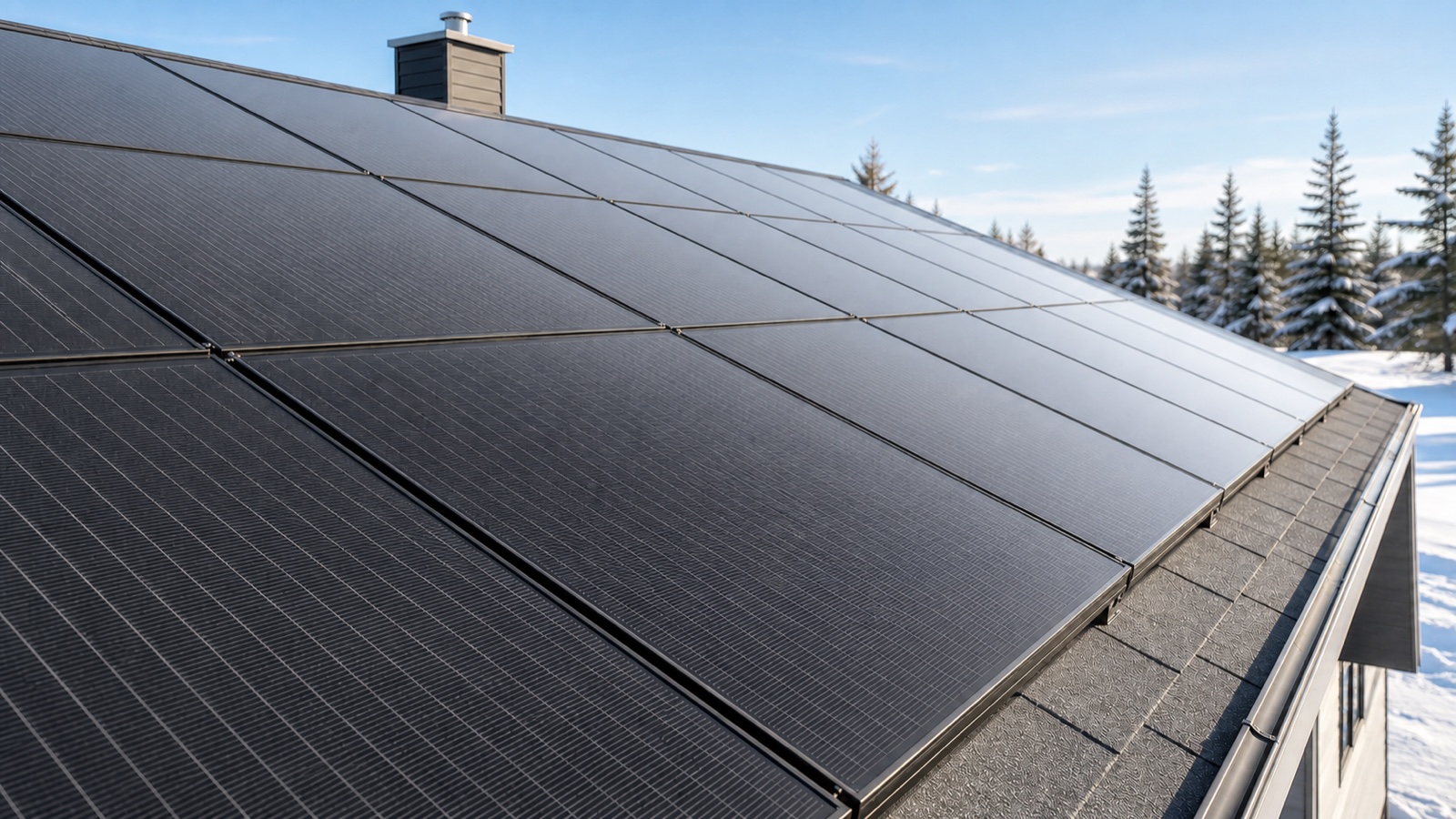 Modules solaires noirs de nouvelle génération sur une toiture canadienne