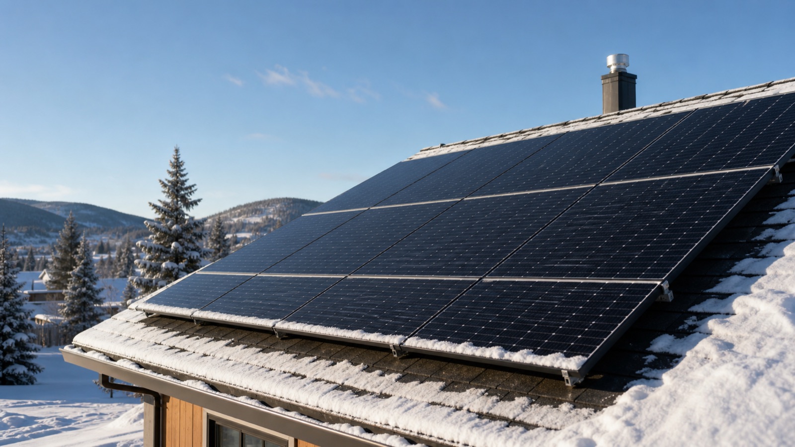 Panneaux photovoltaïques sous un ciel d’hiver canadien