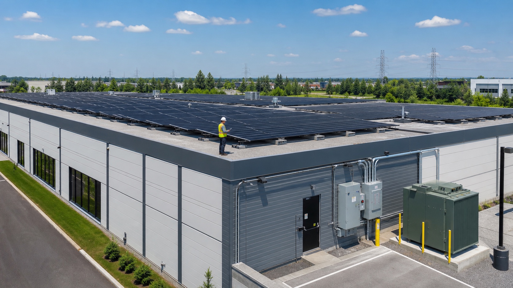 Installation solaire commerciale ontarienne avec équipement électrique